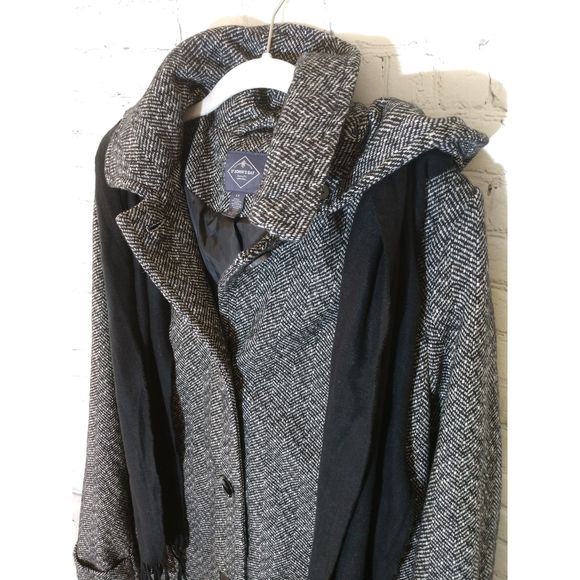 St Johns Bay Black & White Jacket with Scarf, LT - Picture 2 of 7